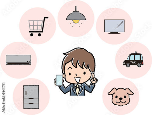 IoTの事例を説明するスーツの男性