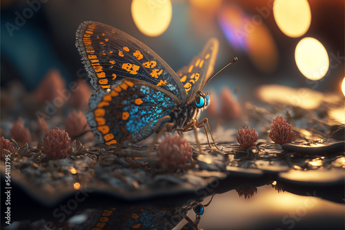 Macro photography butterfly. Generative AI