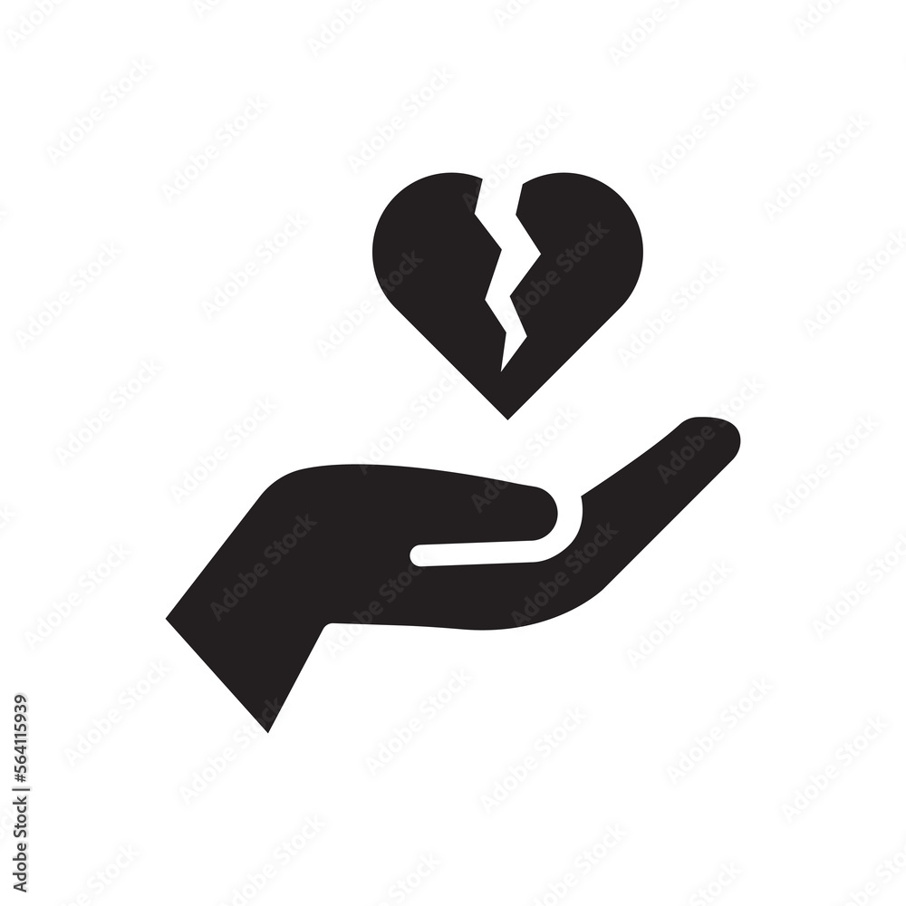 Broken heart icon. Vector icon isolated on white background. Broken heart icon. Vector icon isolated on white background.