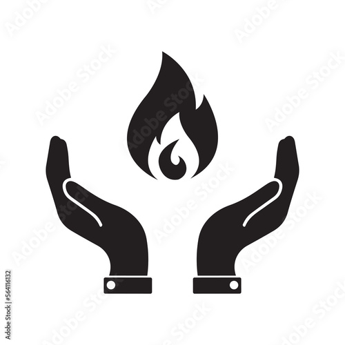 hand holding a fire icon, flat design best vector icon