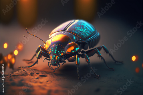 macro photography beetle sci-fi. Generative AI © Putrasatria