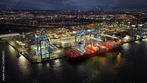 Aerial View of Port of Philadelphia at Night
