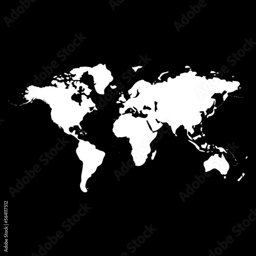 world map on black background