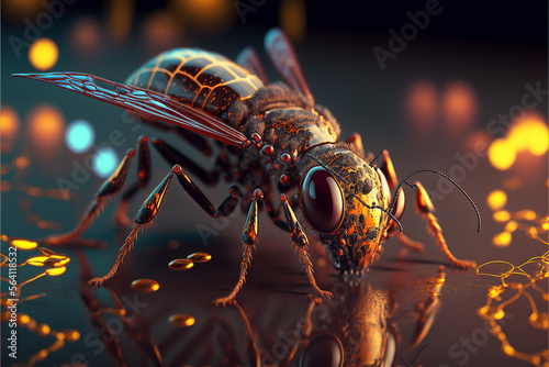 Macro photography ant sci-fi. Generative AI