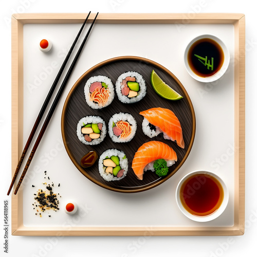 sushi with chopsticks