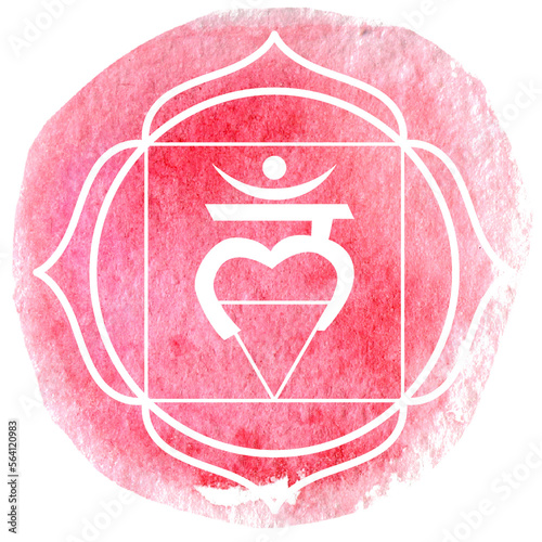 Root Chakra Symbol Red Watercolor and Graphic Design   Muladhara First Chakra photo