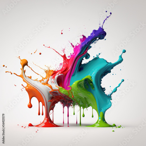 Colorful Splash Of Paint On White Background