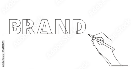 continuous line drawing vector illustration with FULLY EDITABLE STROKE of hand drawing business word of brand