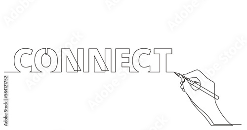 continuous line drawing vector illustration with FULLY EDITABLE STROKE of hand drawing business word of connect