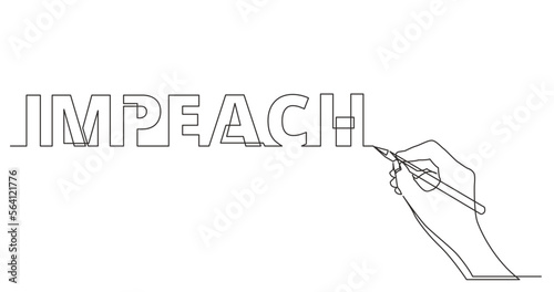 continuous line drawing vector illustration with FULLY EDITABLE STROKE of hand drawing business word of impeach