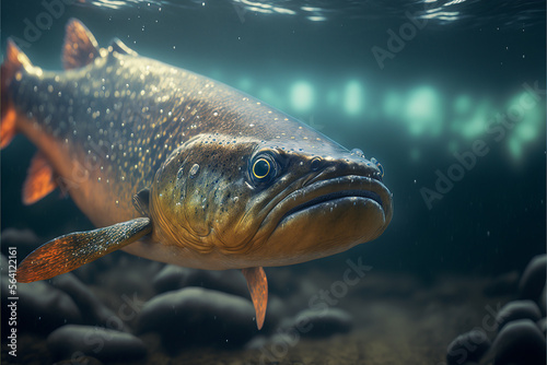 macro photography salmon in the sea. Generative AI