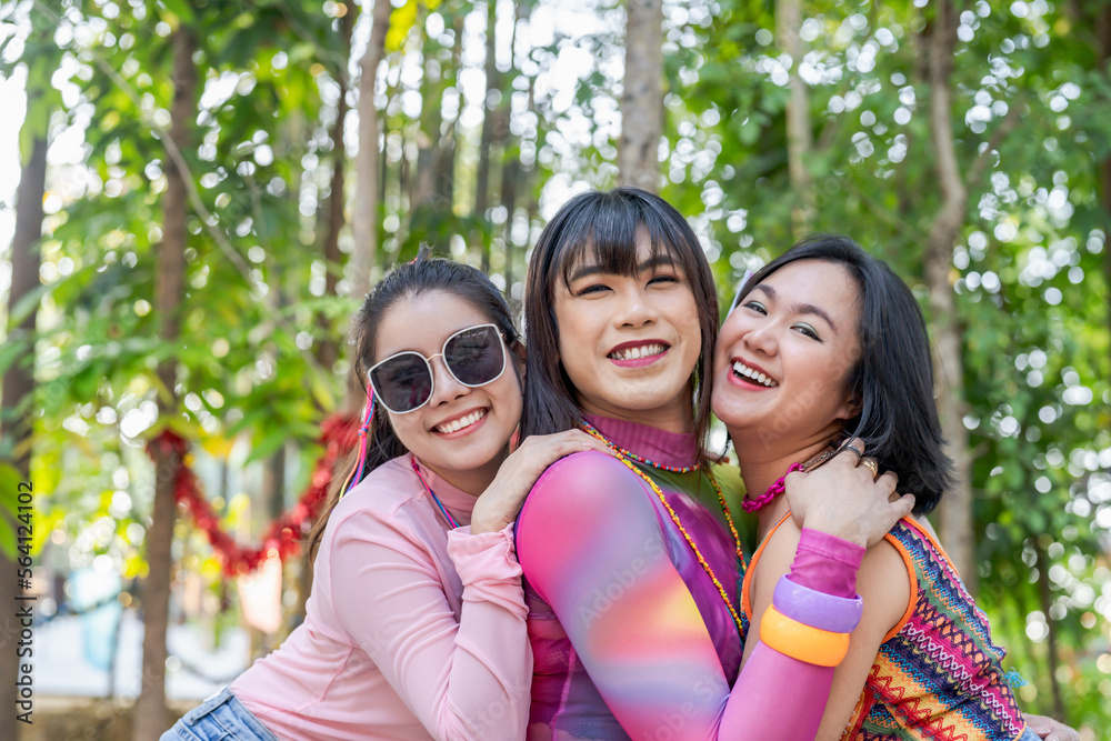 Group of friends LGBTQ having fun together happy Thai transgender Asian woman LGBTQIA at music festival LGBT Group of friends LGBTQ having fun together happy Thai transgender Asian woman LGBTQIA at music festival LGBT
