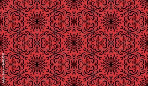 Red Ethnic abstract seamless pattern, folk embroidery, and Mexican style.Design for carpet, wallpaper, clothing, wrapping, fabric, cover