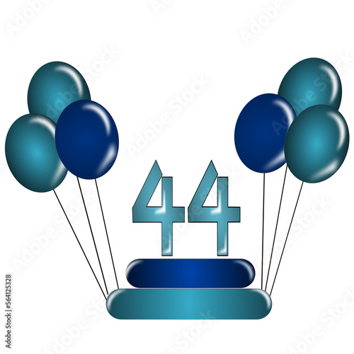 44 year blue,forty four year blue anniversary. Blue balloon photo