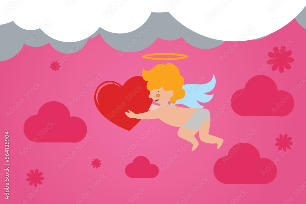 Obraz premium puppet hold the heart illustration flat design concept