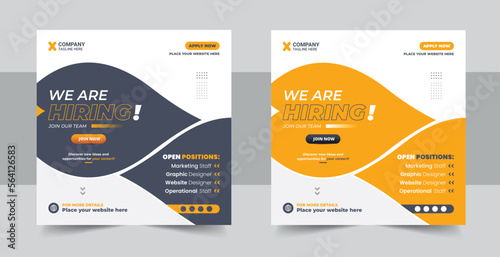 We are hiring job vacancy social media post or Social Media Square Banner design template, We are hiring job vacancy square web banner design vector