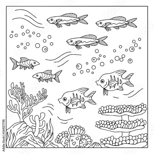 design coloring page animal fish under sea
