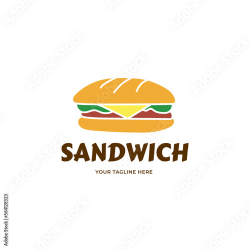 sandwich vector logo template or homemade sandwich logo illustration. Sandwich shop logo design template 
