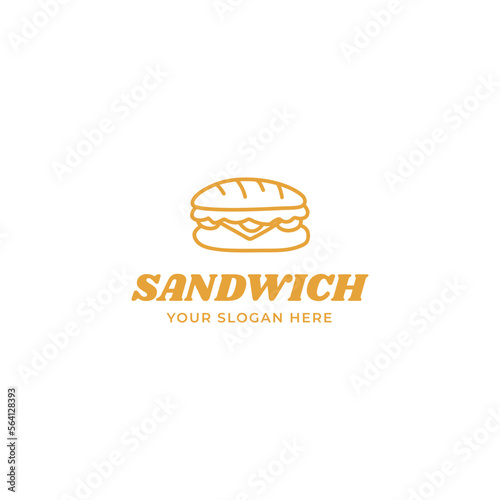 sandwich vector logo template or homemade sandwich logo illustration. Sandwich shop logo design template 