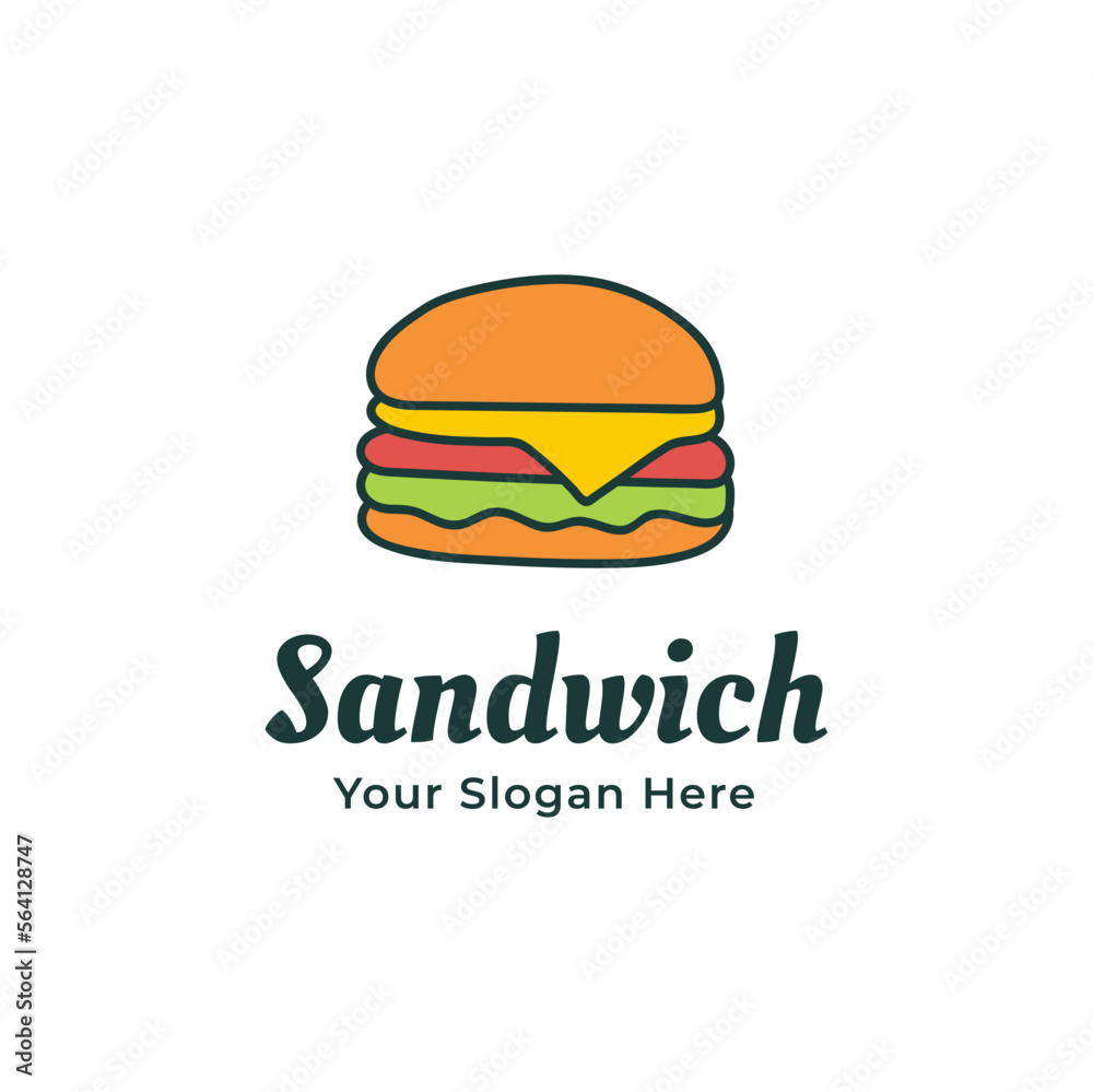 sandwich vector logo template or homemade sandwich logo illustration. Sandwich shop logo design template 