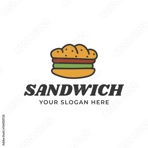 sandwich vector logo template or homemade sandwich logo illustration. Sandwich shop logo design template 
