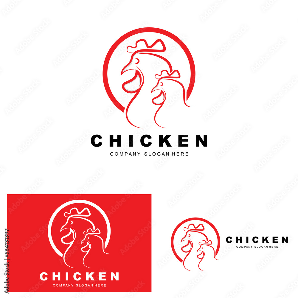 Chicken Logo, Farm Animal Vector, Design For Chicken Farm, Fried Chicken Restaurant, Cafe