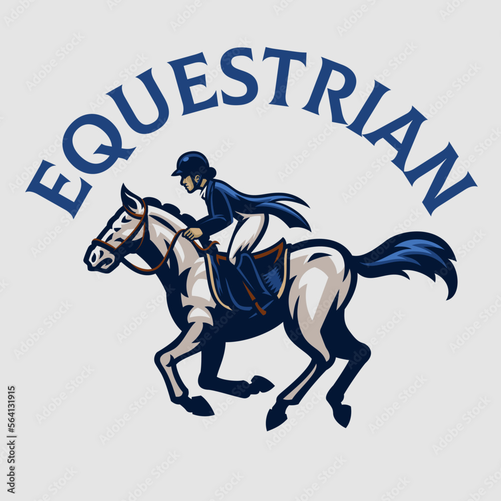 Fototapeta premium Equestrian Women Horse Rider Mascot