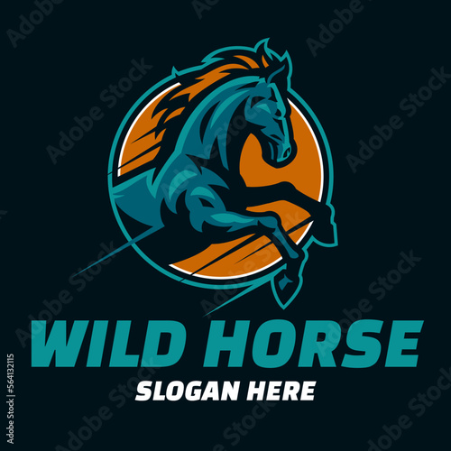 Fast Wild Horse Mascot Logo
