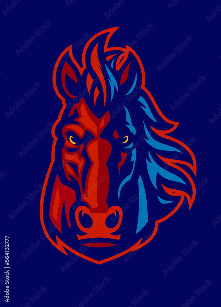 Head Horse Stable Mascot logo Front Side Head Horse Stable Mascot logo Front Side