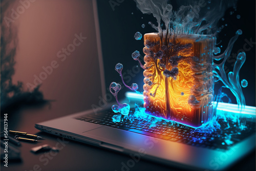 laptop light, beautiful effect, tecnologic photo