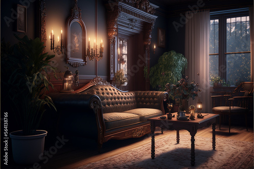 design living room victorian style. Generative AI © Putrasatria