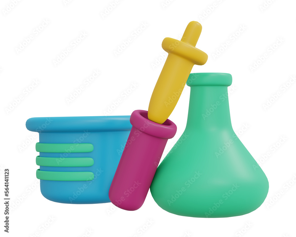 Lab tools icon cartoon style 3D render Lab tools icon cartoon style 3D render