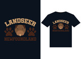Landseer Newfoundland illustrations for print-ready T-Shirts design