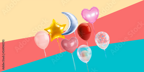 Colored Transparent Balloons love Bunch