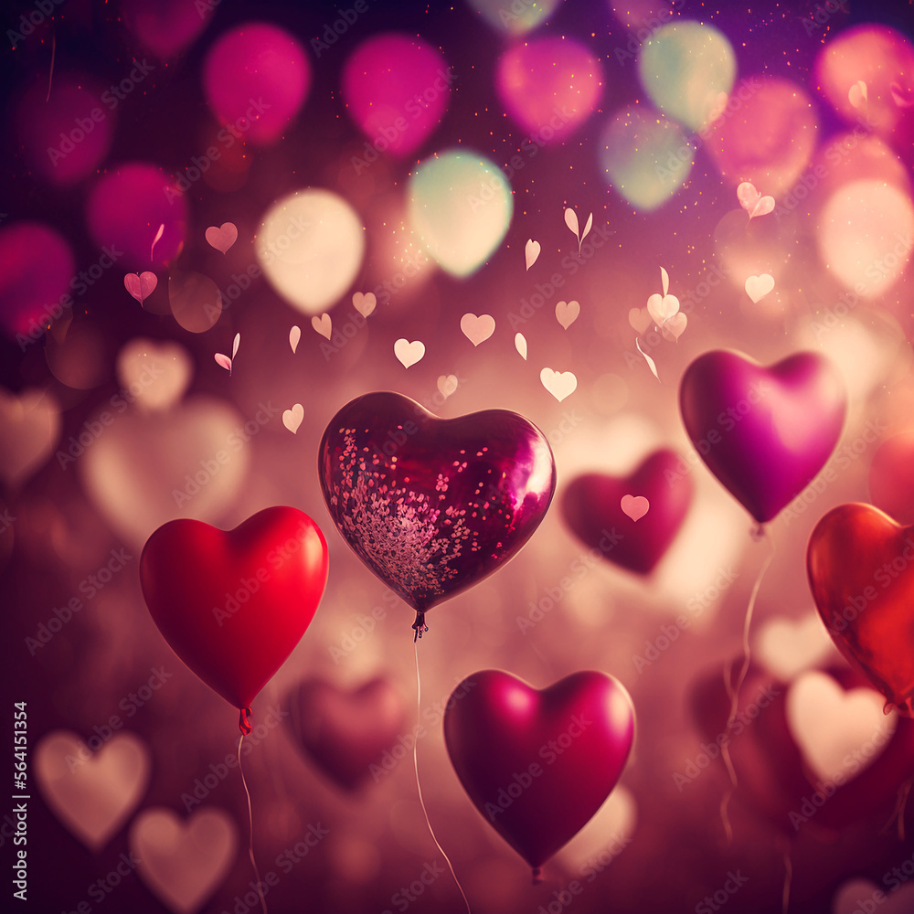 Balloons for Valentine's Day. Heart balloons.. AI generation Balloons for Valentine's Day. Heart balloons.. AI generation