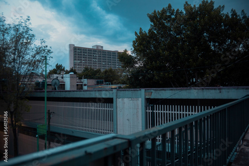 On a bridge I see a fancy building