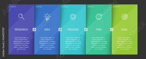 Vertical infographic design with icons and 5 options or steps. Thin line. Infographics business concept. Can be used for info graphics, flow charts, presentations, mobile web sites, printed materials.