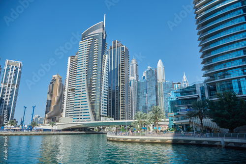 dubai marina walk and building with great view and blue sky © Chemssou