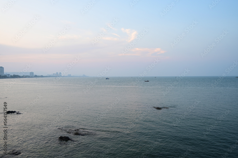 Obraz premium sea landscape with town city, natural background