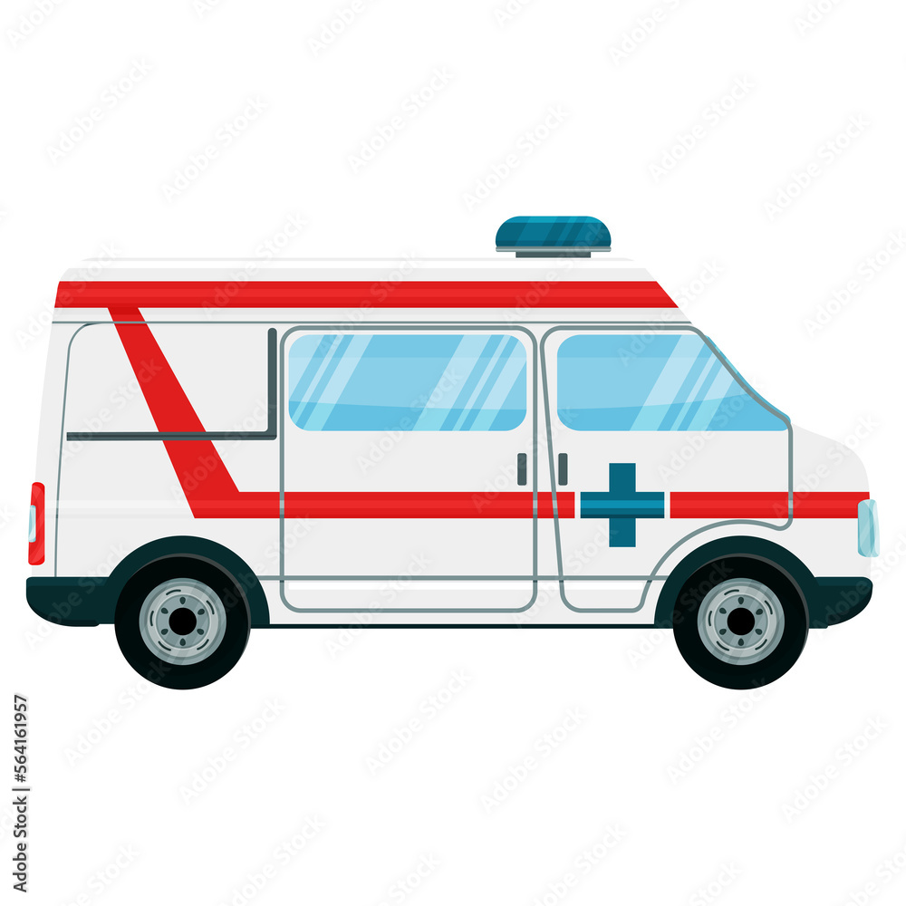 Ambulance Vector Flat for Medical Design Isolated on White Background. Car speed. Ambulance Vector Flat for Medical Design Isolated on White Background. Car speed.