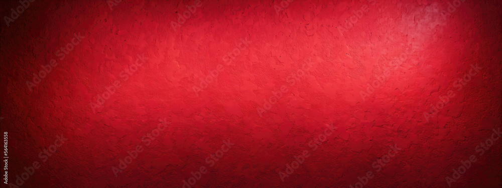 Fototapeta premium Red pigmented wall. Red widescreen background with space for text, logo or product presentation. Generative AI