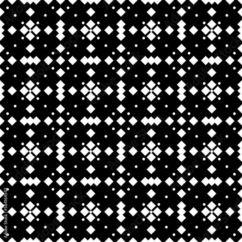 White square ornamental on black seamless pattern