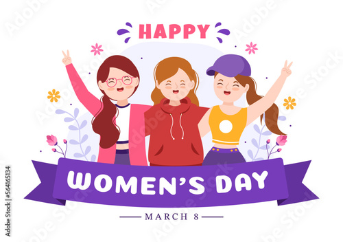 International Women's Day on March 8 Illustration to Celebrate the Achievements of Women in Flat Cartoon Hand Drawn Landing Page Templates