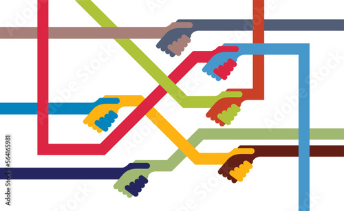 Diversity concept. Vector abstract handshake and friendship.