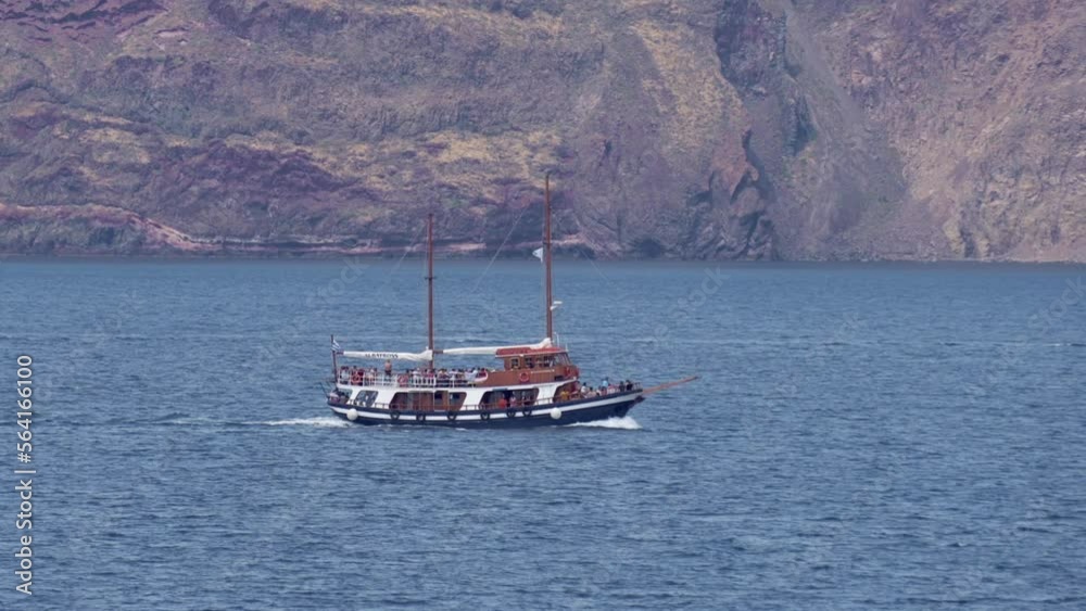 Old Sailing Ship off the Coast of Santorini Old Sailing Ship off the Coast of Santorini