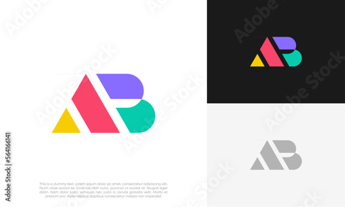 AB or BA letter logo initial colourfull modern design vector