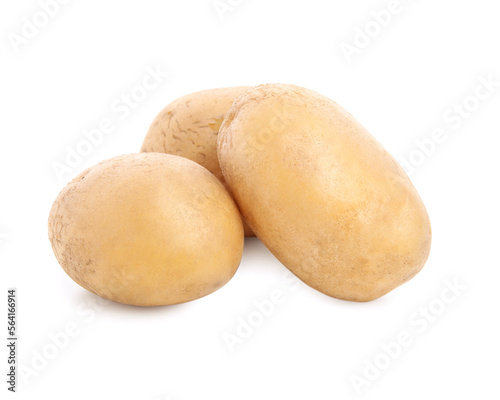 Tasty fresh organic potatoes on white background