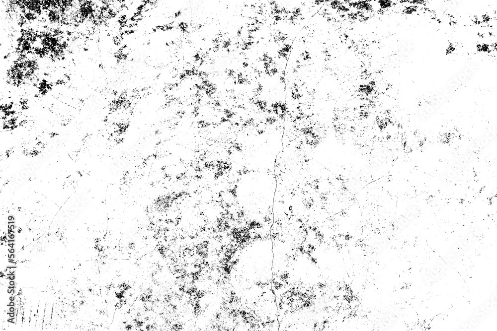 Grunge background of black and white. Abstract illustration texture of cracks, chips, dot on transparent background PNG file.
