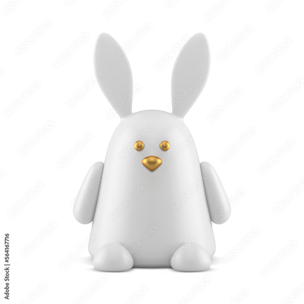 Funny white rabbit Easter premium porcelain statuette cute childish toy front view 3d icon vector Funny white rabbit Easter premium porcelain statuette cute childish toy front view 3d icon vector