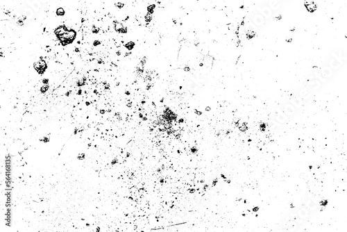 Grunge background of black and white. Abstract illustration texture of cracks, chips, dot on transparent background PNG file.